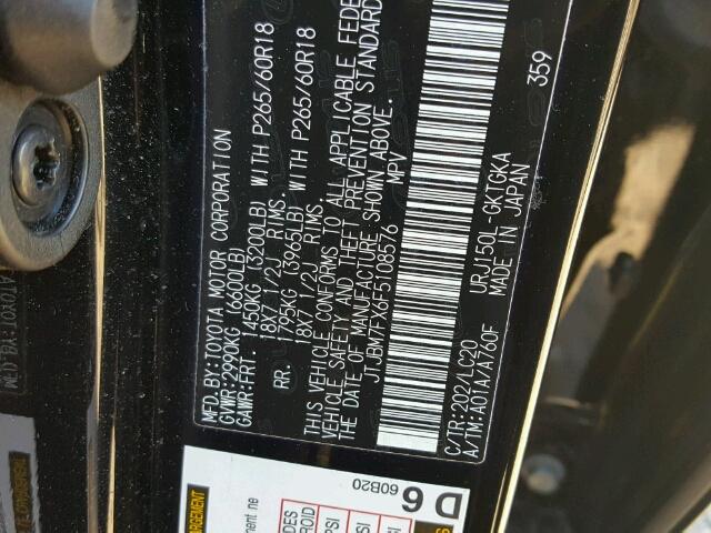 JTJBM7FX6F5108576 - 2015 LEXUS GX BASE BLACK photo 10