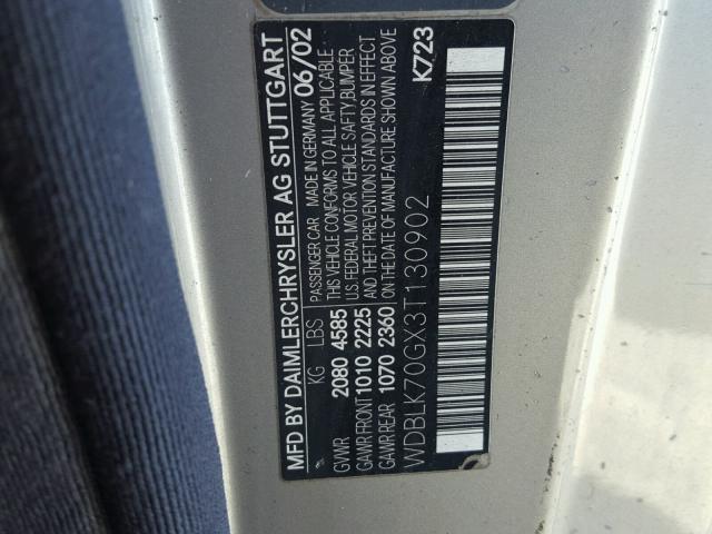 WDBLK70GX3T130902 - 2003 MERCEDES-BENZ CLK 430 SILVER photo 10