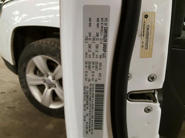 1C4NJDBB4FD240338 - 2015 JEEP COMPASS SP WHITE photo 10