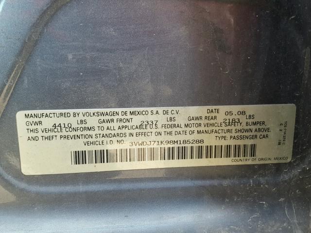 3VWDJ71K98M185288 - 2008 VOLKSWAGEN GLI შავი ფოტო 10