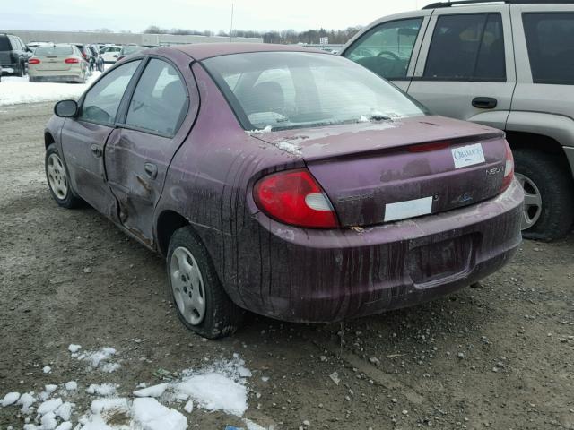 1B3ES46C5YD589464 - 2000 DODGE NEON BASE MAROON photo 3