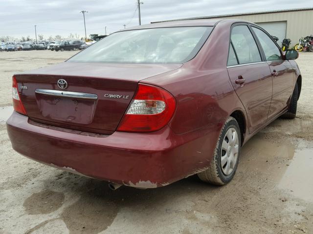 4T1BE32K62U553530 - 2002 TOYOTA CAMRY LE MAROON photo 4