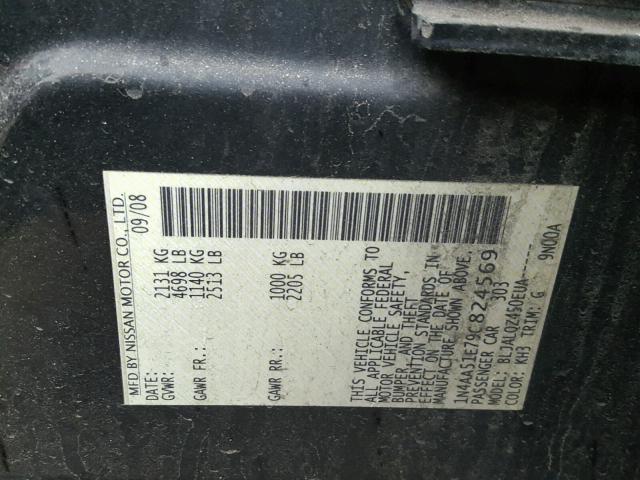 1N4AA51E79C824569 - 2009 NISSAN MAXIMA S BLACK photo 10