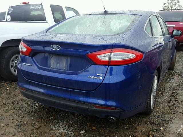 3FA6P0LU1DR257460 - 2013 FORD FUSION SE BLUE photo 4