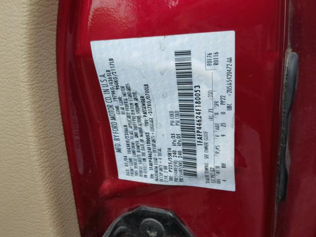 1FAFP44624F180053 - 2004 FORD MUSTANG RED photo 10