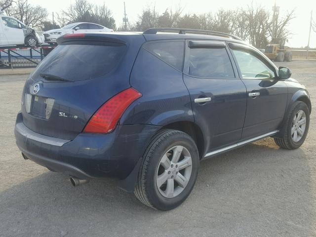 JN8AZ08W96W527421 - 2006 NISSAN MURANO SL BLUE photo 4