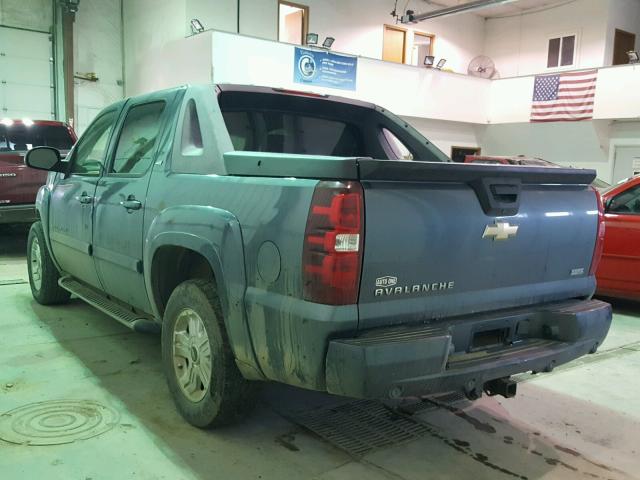 3GNFK22099G160990 - 2009 CHEVROLET AVALANCHE BLUE photo 3