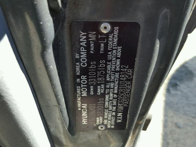 KMHCG35C81U148142 - 2001 HYUNDAI ACCENT GS GRAY photo 10