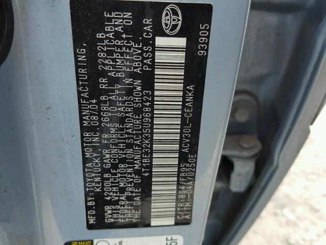 4T1BE32K35U968423 - 2005 TOYOTA CAMRY LE BLUE photo 10