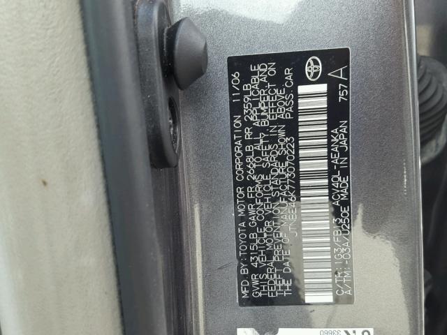 JTNBE46K773070223 - 2007 TOYOTA CAMRY NEW GRAY photo 10