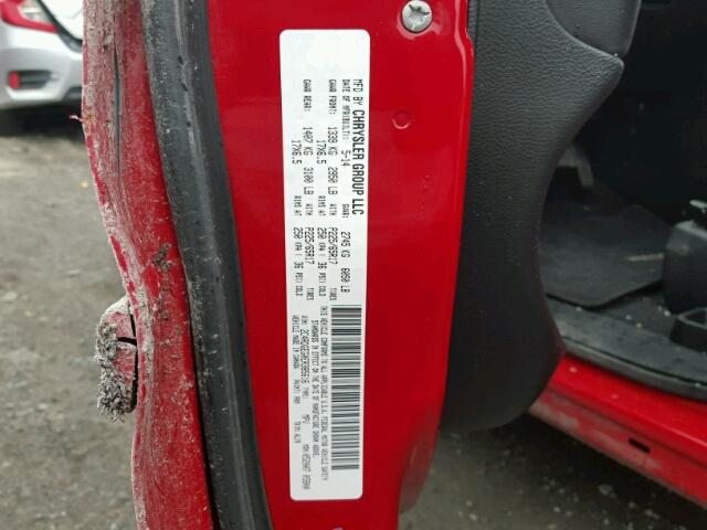 2C4RDGEG0ER385616 - 2014 DODGE GRAND CARA RED photo 10