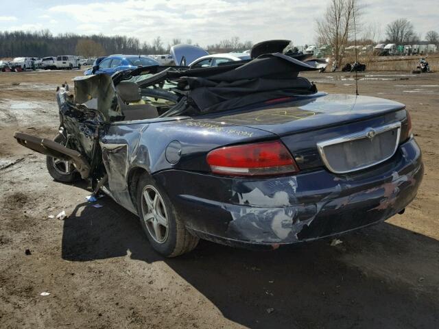 1C3EL45R82N227653 - 2002 CHRYSLER SEBRING LX BLUE photo 3