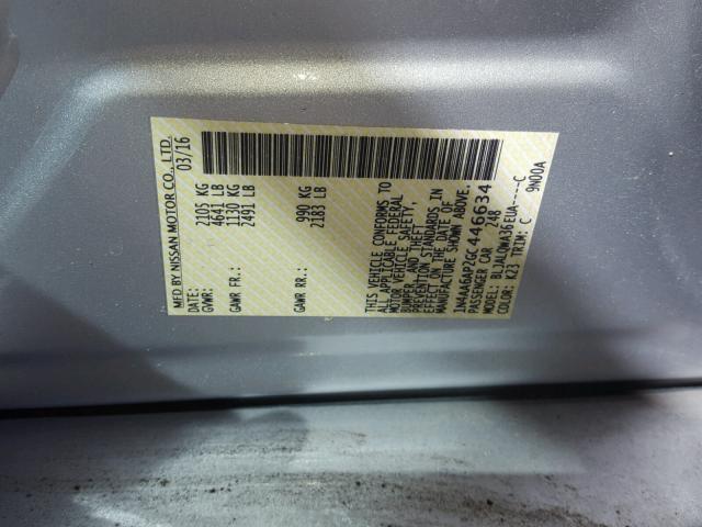 1N4AA6AP2GC446634 - 2016 NISSAN MAXIMA 3.5 SILVER photo 10