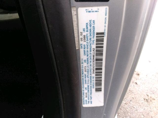 3VWCK21C92M461142 - 2002 VOLKSWAGEN NEW BEETLE 银色 照片 10