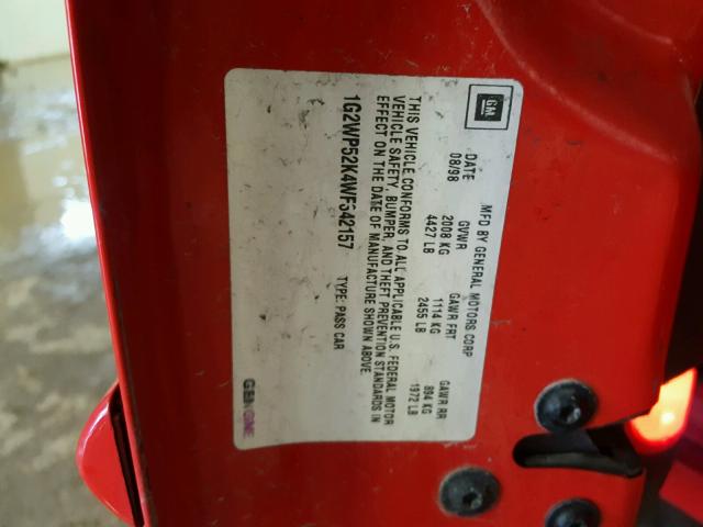 1G2WP52K4WF342157 - 1998 PONTIAC GRAND PRIX Qırmızı foto 10