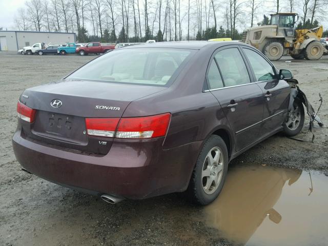 5NPEU46F06H092297 - 2006 HYUNDAI SONATA GLS MAROON photo 4