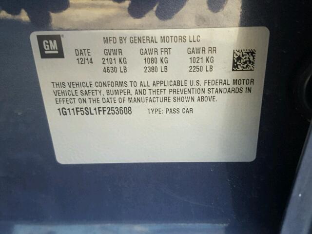 1G11F5SL1FF253608 - 2015 CHEVROLET MALIBU LTZ ლურჯი ფოტო 10
