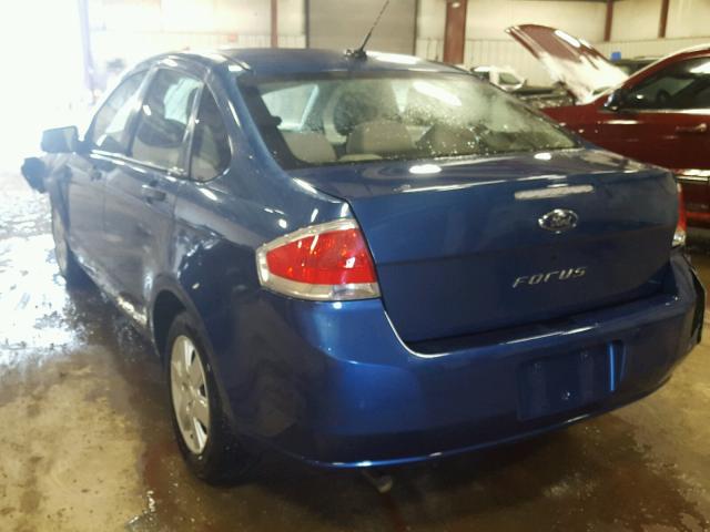 1FAHP34N89W102832 - 2009 FORD FOCUS S BLUE photo 3