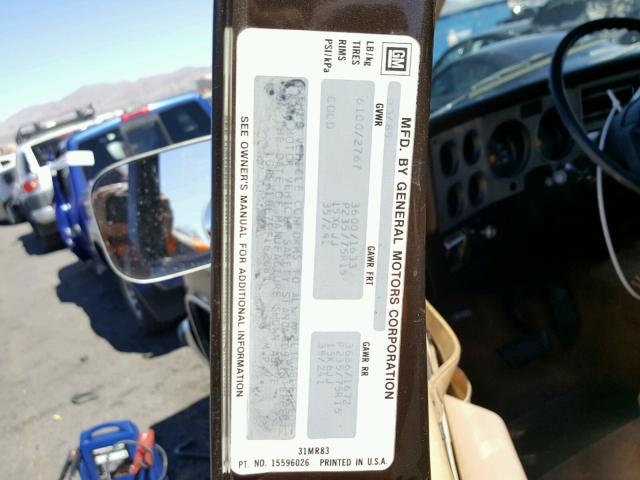 1G8EK18L7FF162681 - 1985 CHEVROLET BLAZER K10 BROWN photo 10