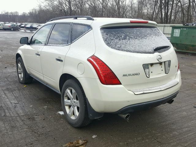 JN8AZ08T07W523359 - 2007 NISSAN MURANO SL WHITE photo 3