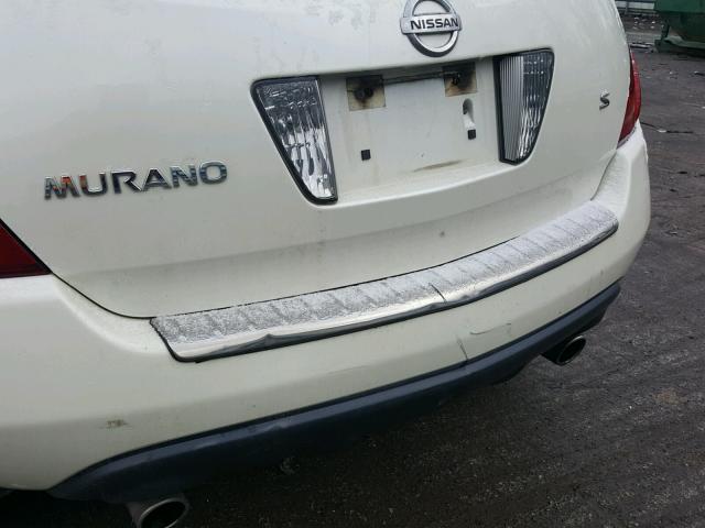 JN8AZ08T07W523359 - 2007 NISSAN MURANO SL WHITE photo 9