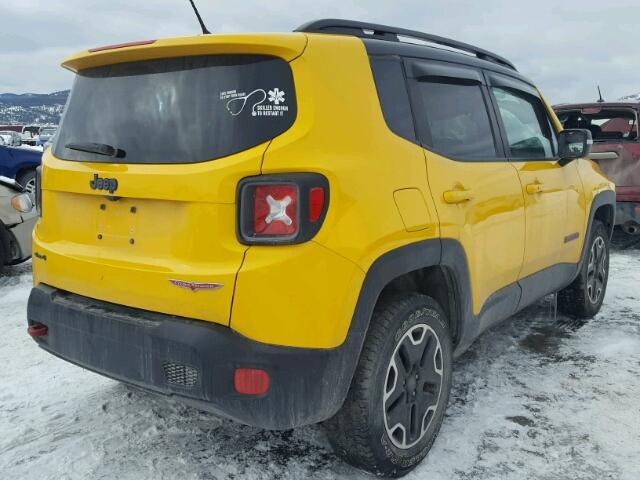 ZACCJBCT7GPC66325 - 2016 JEEP RENEGADE T YELLOW photo 4