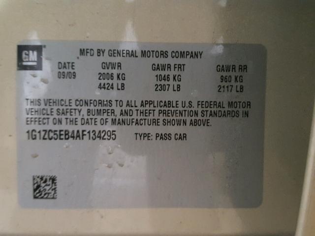 1G1ZC5EB4AF134295 - 2010 CHEVROLET MALIBU 1LT 棕色 照片 10