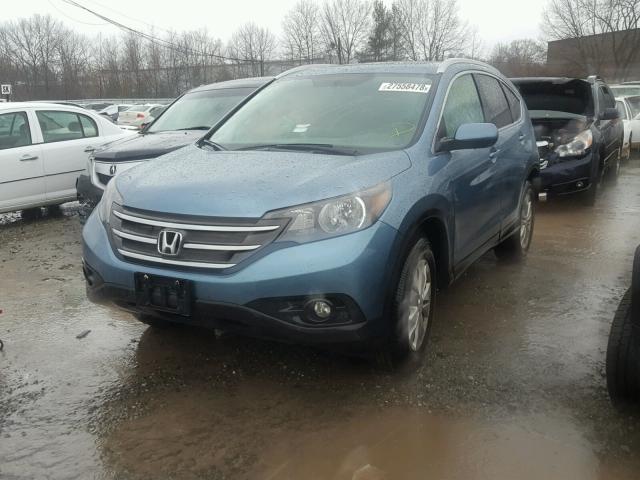 2HKRM4H73EH611834 - 2014 HONDA CR-V EXL BLUE photo 2