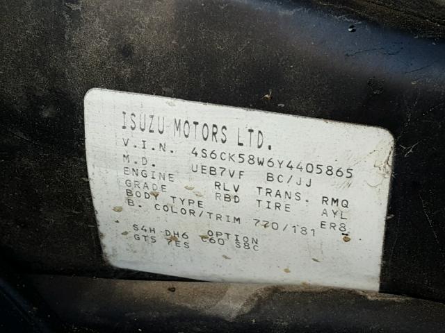 4S6CK58W6Y4405865 - 2000 HONDA PASSPORT E TWO TONE photo 10