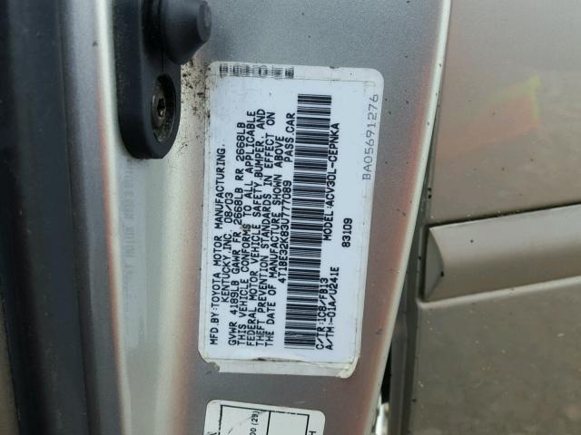 4T1BE32K83U777089 - 2003 TOYOTA CAMRY LE SILVER photo 10