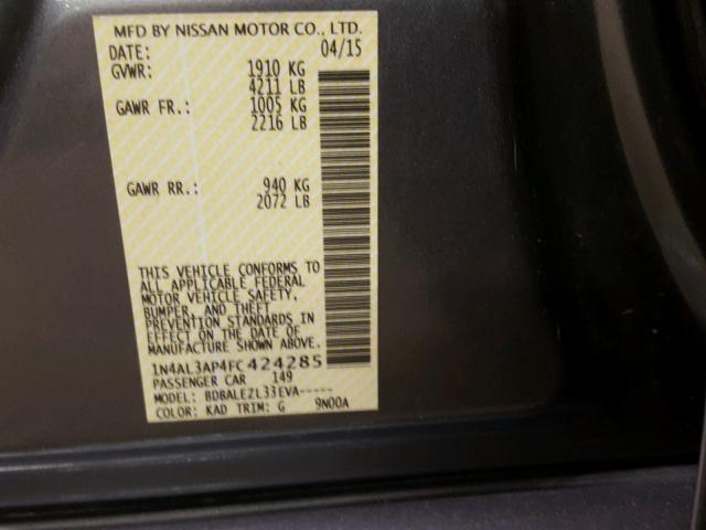 1N4AL3AP4FC424285 - 2015 NISSAN ALTIMA 2.5 GRAY photo 10