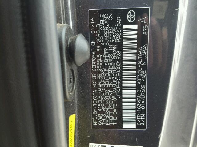 JTKJF5C75GJ021528 - 2016 TOYOTA SCION TC 石墨色 照片 10