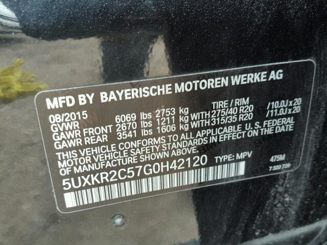 5UXKR2C57G0H42120 - 2016 BMW X5 SDRIVE3 BLACK photo 10