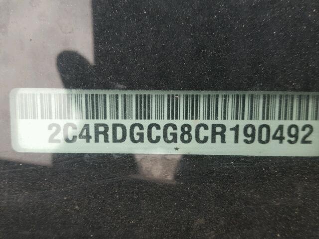 2C4RDGCG8CR190492 - 2012 DODGE GRAND CARA BLACK photo 10