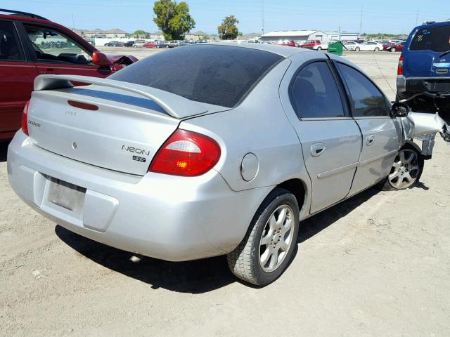 1B3ES56C94D570352 - 2004 DODGE NEON SXT SILVER photo 4