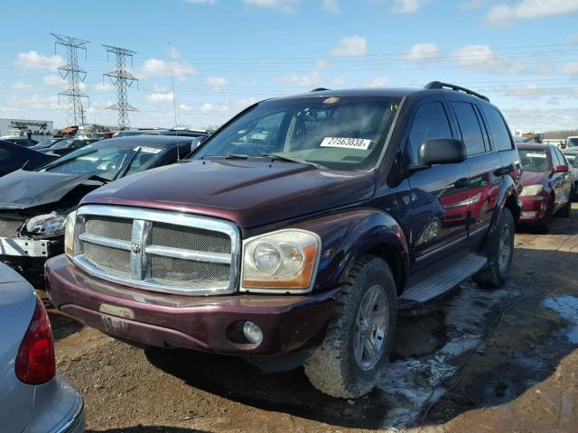 1D4HB58DX4F239255 - 2004 DODGE DURANGO LI MAROON photo 2