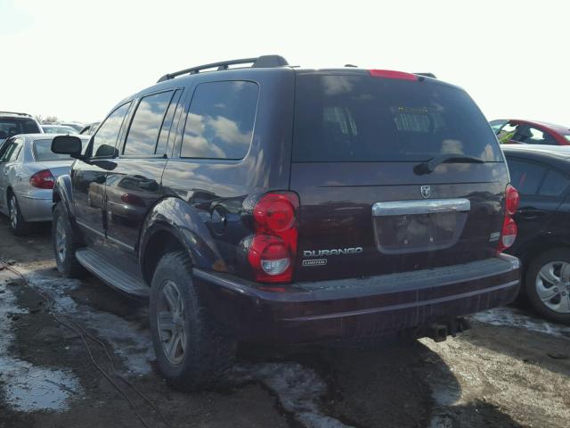 1D4HB58DX4F239255 - 2004 DODGE DURANGO LI MAROON photo 3