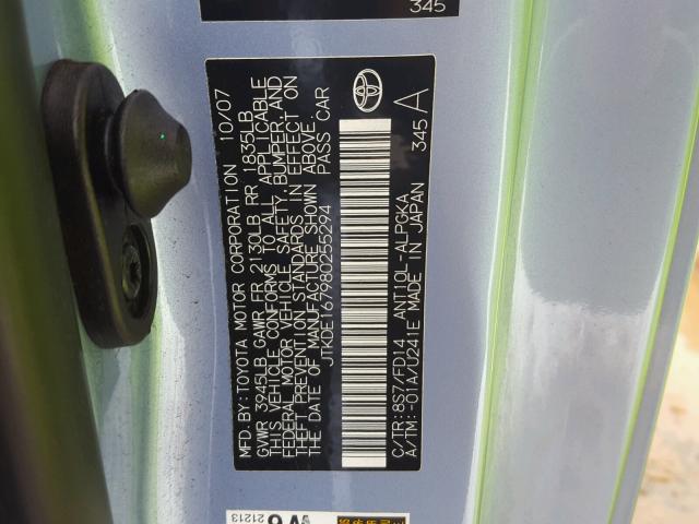 JTKDE167980255294 - 2008 TOYOTA SCION TC 蓝色 照片 10