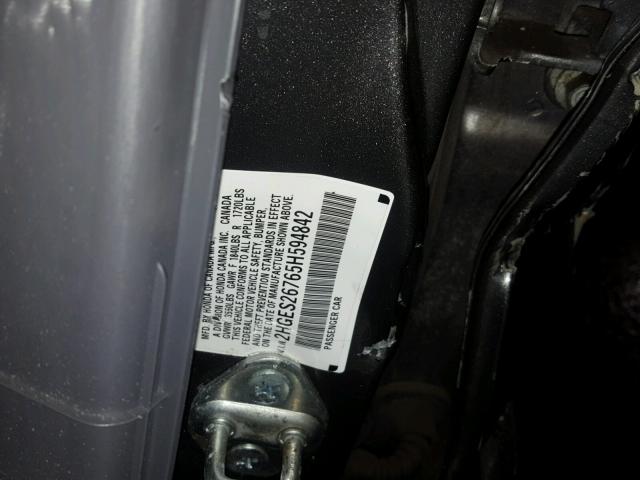 2HGES26765H594842 - 2005 HONDA CIVIC EX SILVER photo 10