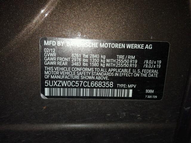 5UXZW0C57CL668358 - 2012 BMW X5 XDRIVE3 BROWN photo 10