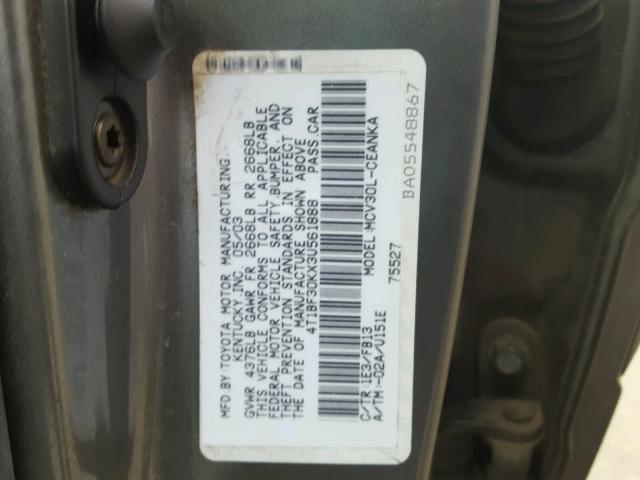 4T1BF30KX3U561888 - 2003 TOYOTA CAMRY LE GRAY photo 10