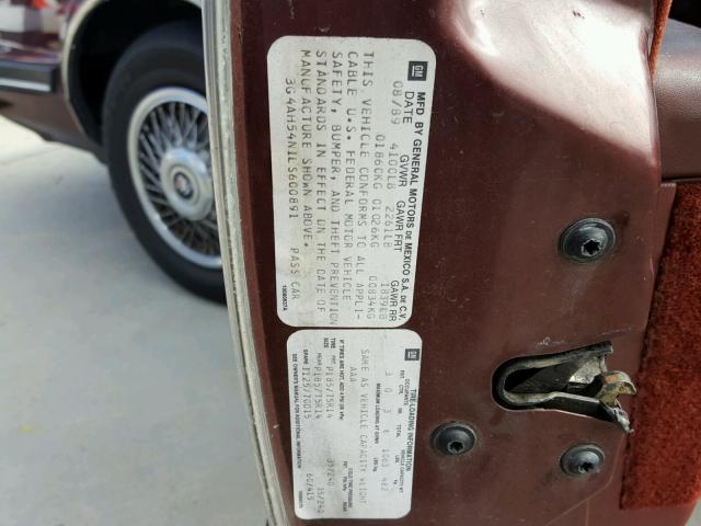 3G4AH54N1LS600891 - 1990 BUICK CENTURY CU BURGUNDY photo 10