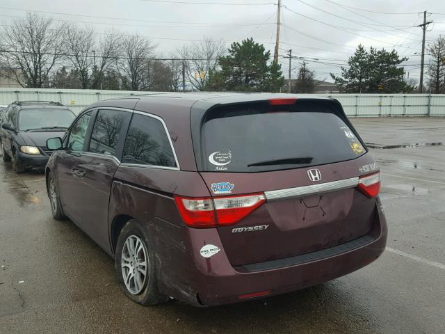 5FNRL5H4XBB069303 - 2011 HONDA ODYSSEY EX MAROON photo 3