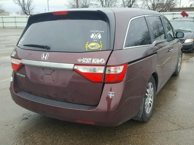 5FNRL5H4XBB069303 - 2011 HONDA ODYSSEY EX MAROON photo 4