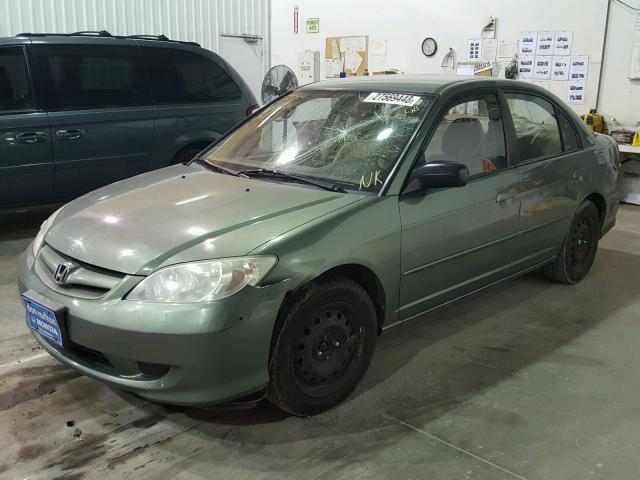 2HGES16584H620008 - 2004 HONDA CIVIC LX GREEN photo 2