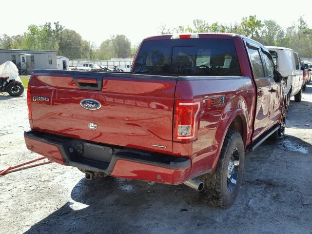 1FTEW1EF9FFC11906 - 2015 FORD F150 SUPER RED photo 4