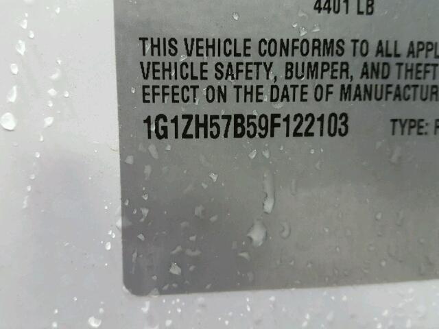 1G1ZH57B59F122103 - 2009 CHEVROLET MALIBU 1LT 白色 照片 10