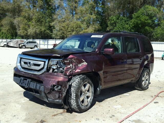 5FNYF4H65BB008035 - 2011 HONDA PILOT EXL BURGUNDY photo 2