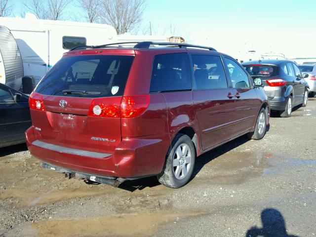 5TDZK23C48S160250 - 2008 TOYOTA SIENNA CE MAROON photo 4