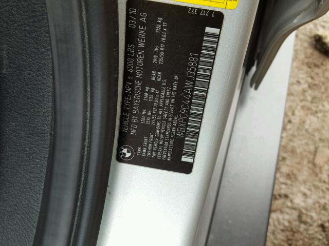 WBXPC9C44AWJ35881 - 2010 BMW X3 XDRIVE3 GRAY photo 10